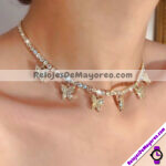 A2183 Collar Diamantes Con Diseño de Mariposas Dorado Acero inoxidable bisuteria fabricante mayorista (1)