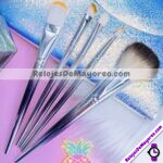 M4202 Brochas Set de 5 Piezas Para Aplicar Maquillaje Color Plata con Gris Obscuro Modelo 1 cosmeticos por mayoreo (1)