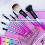 M4203 Brochas Set de 7 Piezas Para Aplicar Maquillaje Color Azul Cielo y Rosa Claro cosmeticos por mayoreo (1)