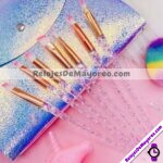 M4208 Brochas Set de 7 Piezas Edicion Glitter Rosa Unicornio cosmeticos por mayoreo (1)