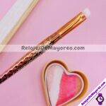 M4496 Brocha Delgada Color Oro con Rosa Diseño Piña Para Definir cosmeticos por mayoreo (1)