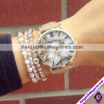 R4178 Reloj Diseño Marmol Blanco y Ladrillo Numero Romano Piel Sintetica reloj de moda al mayoreo