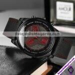R4311 Reloj Negro Diseño Velocimetro Numeros Rojos Piel Sintetica reloj de moda al mayoreo