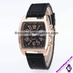 R4360 Reloj Fondo Negro con Numeros y Calendario Tipo Piel con Relieve reloj de moda al mayoreo