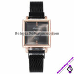 R4363 Reloj Cuadrado con Diamantes sin Numeros Metal Mesh reloj de moda al mayoreo