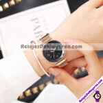 R4366 Reloj Fondo Negro y Destellos con Numeros Romanos Metal Mesh reloj de moda al mayoreo