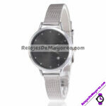 R4371 Reloj Fondo Negro con Estrella de Diamante Metal Delgado reloj de moda al mayoreo