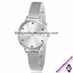 R4373 Reloj Fondo Corazones y Diamantes Metal Delgado reloj de moda al mayoreo