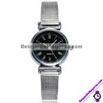 R4374 Reloj Fondo Negro con Numeros Romanos y Manecillas Blancas Metal Delgado reloj de moda al mayoreo