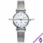R4378 Reloj Fondo Blanco con Numeros Romanos y Manecillas Blancas Metal Delgado reloj de moda al mayoreo