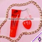 M5085 Lip Gloss con Llavero de Corazon Tutti Fruity Rojo cosmeticos por mayoreo (1)