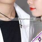 A2725 Collar Para Parejas Corazon Ying Yang Plata-Negro bisuteria fabricante mayorista (1)