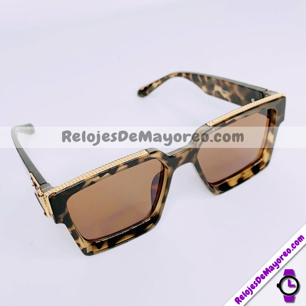 L4132 Lentes Animal Print Detalle Dorado Cafe Sunglasses Proveedores directos de fabrica (1)