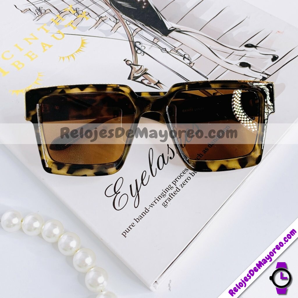 L4132 Lentes Animal Print Detalle Dorado Cafe Sunglasses Proveedores directos de fabrica (2)