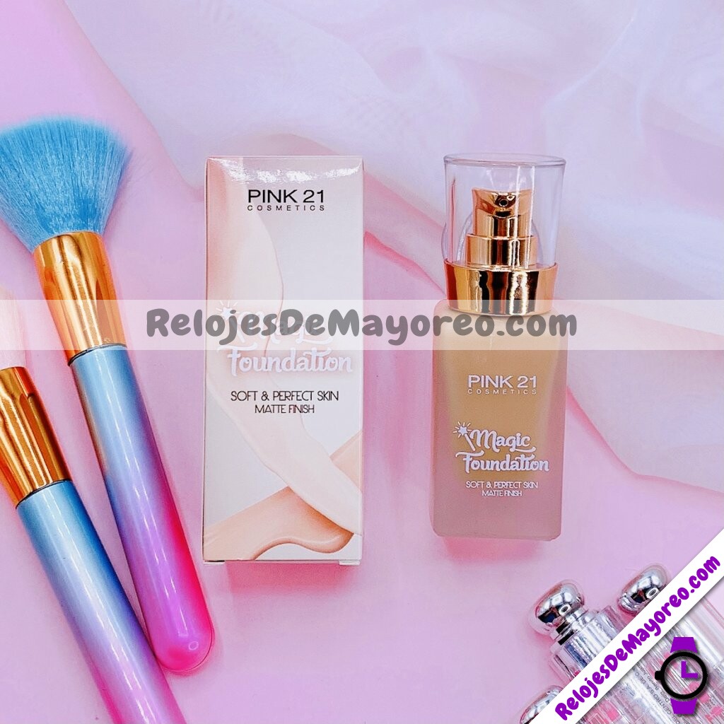 M5232 Base Liquida Maquillaje Pink 21 Magic Foundation Acabado Matte Tono 04 cosmeticos por mayoreo (1)