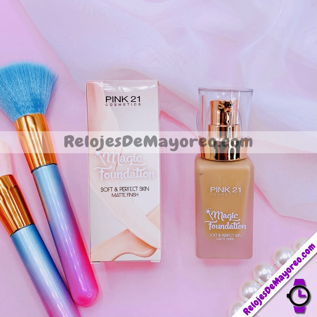 M5234 Base Liquida Maquillaje Pink 21 Magic Foundation Acabado Matte Tono 06 cosmeticos por mayoreo (1)