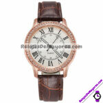 R4395 Reloj Numeros Romanos y Diamante Piel Sintetica reloj de moda al mayoreo
