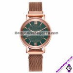 R4409 Reloj con Numero Romanos y Diamantes Mesh Iman reloj de moda al mayoreo