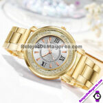 R4413 Reloj con Numeros Romanos Diamantes Movibles Metal reloj de moda al mayoreo