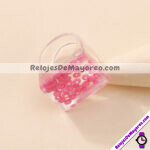 A2913 Anillo Resina Shakira Rosa Transparente Acero inoxidable bisuteria fabricante mayorista