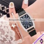 R4467 Reloj con Destellos Numeros Grandes y Diamantes Metal Mesh Iman reloj de moda al mayoreo