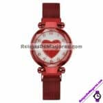 R4673 Reloj Blanca con Corazon Rojo Extensible Metal Mesh Proveedor de moda al mayoreo