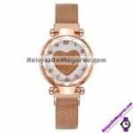 R4674 Reloj Blanca con Corazon Dorado Extensible Metal Mesh Proveedor de moda al mayoreo
