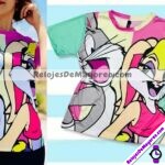 C1086 Camiseta OverSize Estampado Looney Tunes Colorful ropa de moda por fabricantes mayoristas