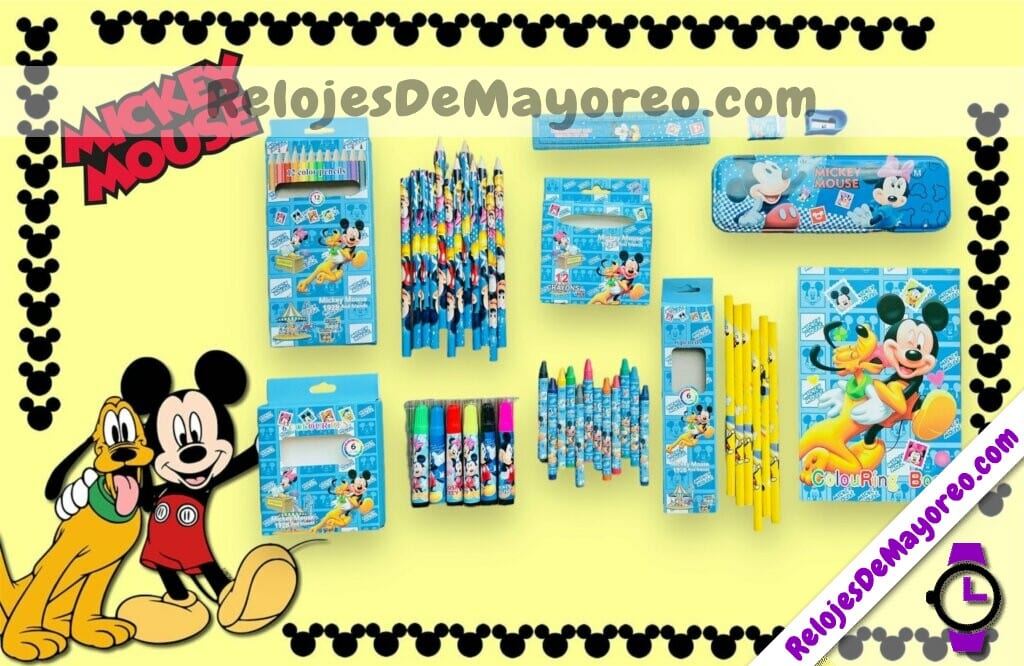 A3554 Set Escolar Juego De Papeleria Mickey Mouse Azul Accesorios De Mayoreo (1)