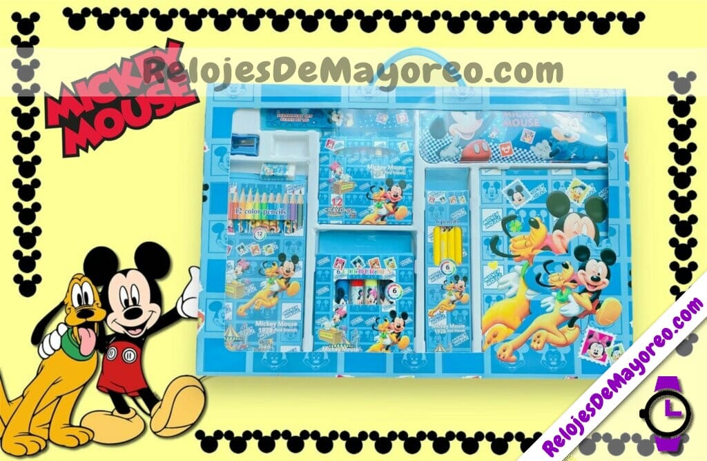 A3554 Set Escolar Juego De Papeleria Mickey Mouse Azul Accesorios De Mayoreo (2)