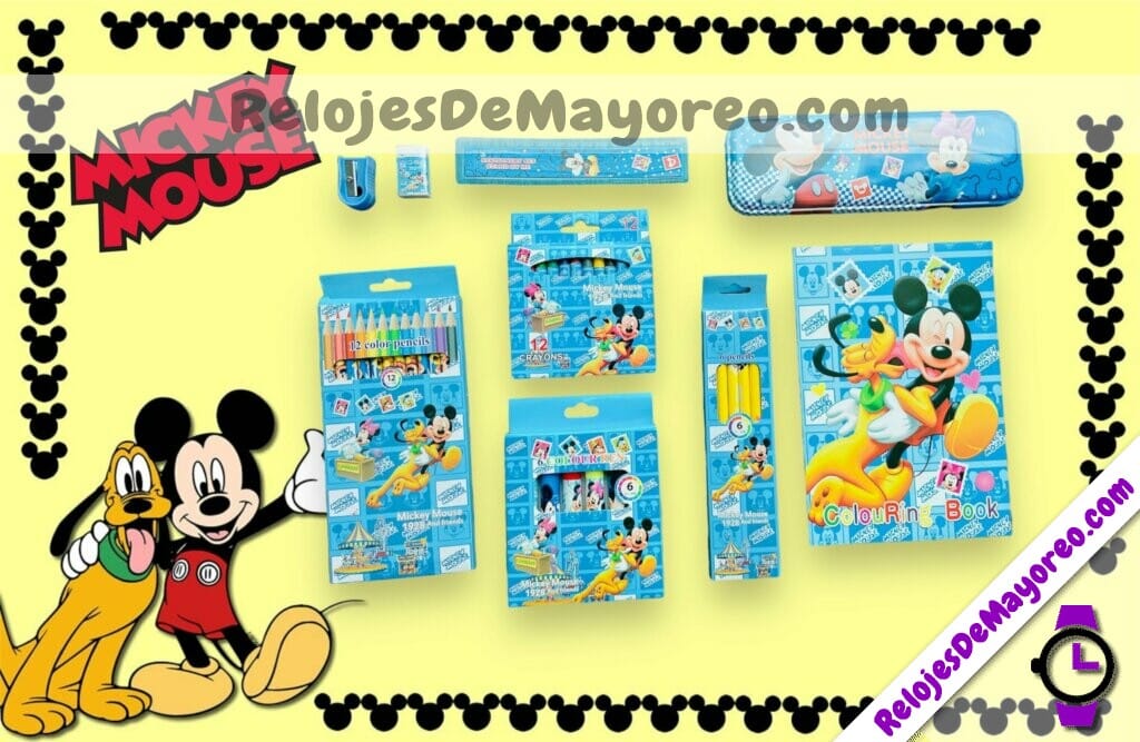 A3554 Set Escolar Juego De Papeleria Mickey Mouse Azul Accesorios De Mayoreo (3)