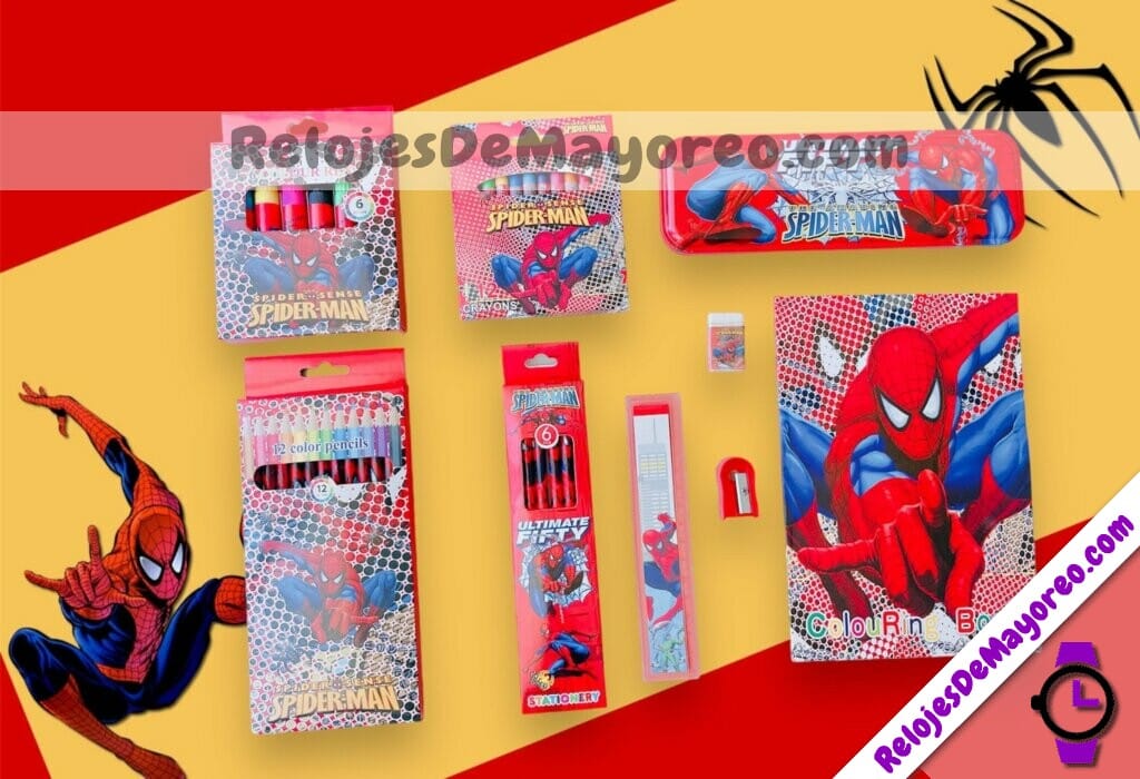 A3555 Set Escolar Juego De Papeleria Spider Man Rojo Accesorios De Mayoreo (2)