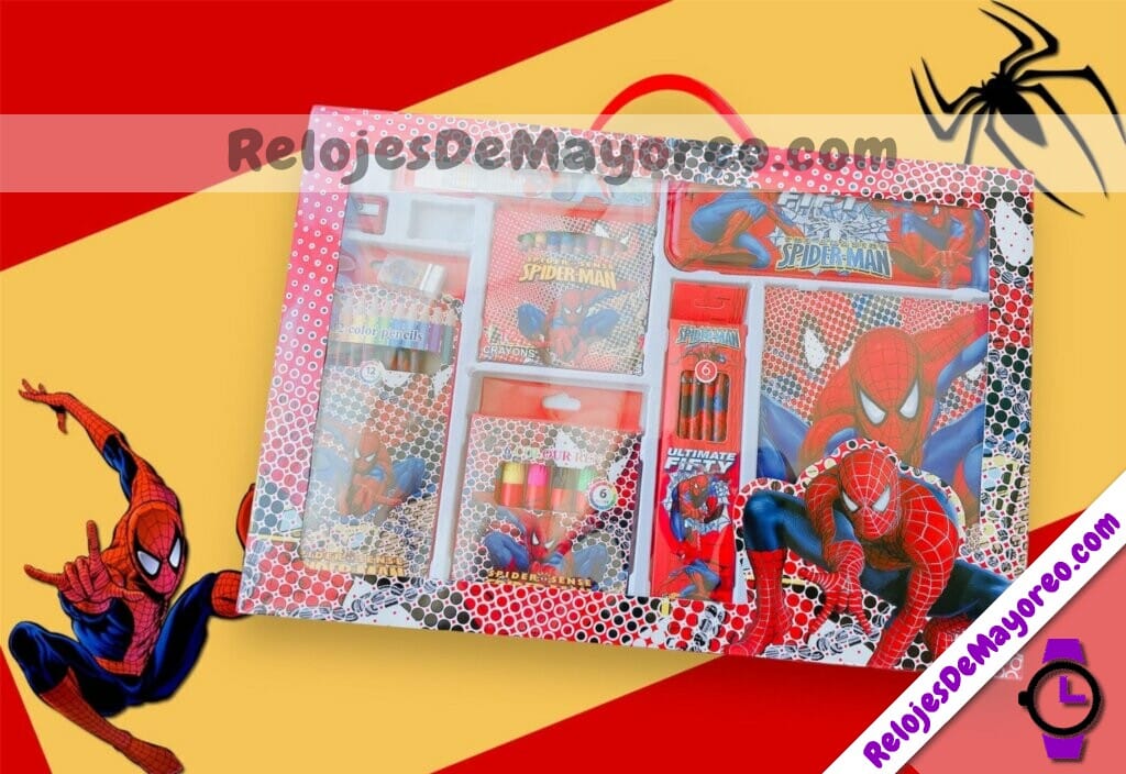 A3555 Set Escolar Juego De Papeleria Spider Man Rojo Accesorios De Mayoreo (5)