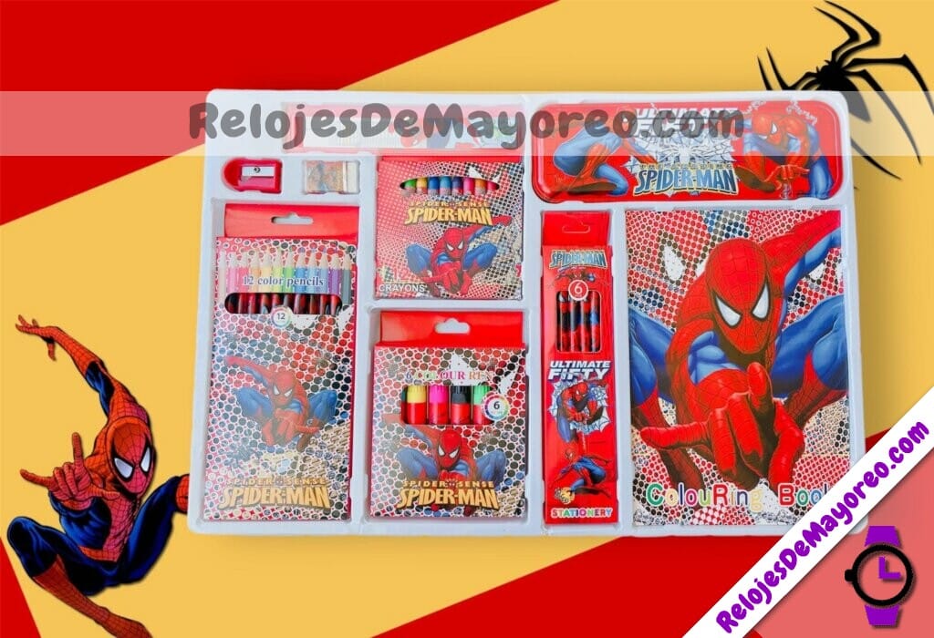 A3555 Set Escolar Juego De Papeleria Spider Man Rojo Accesorios De Mayoreo (6)