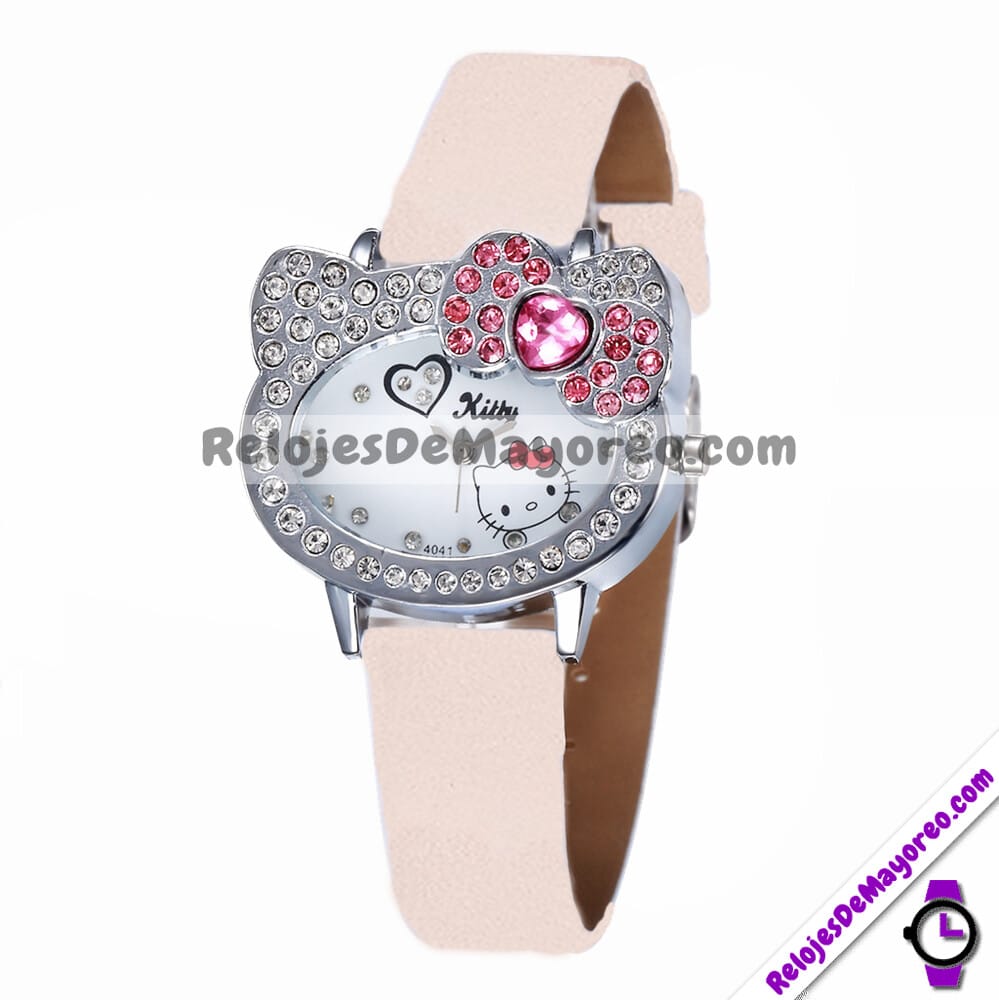 R4693 Reloj Hello Kitty Con Diamantes Piel Sintetica Accesorios Al Por Mayor