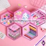 A3599 Caja Set De Pinturas Hello Kitty 46 Piezas Rosa Accesorios De Mayoreo