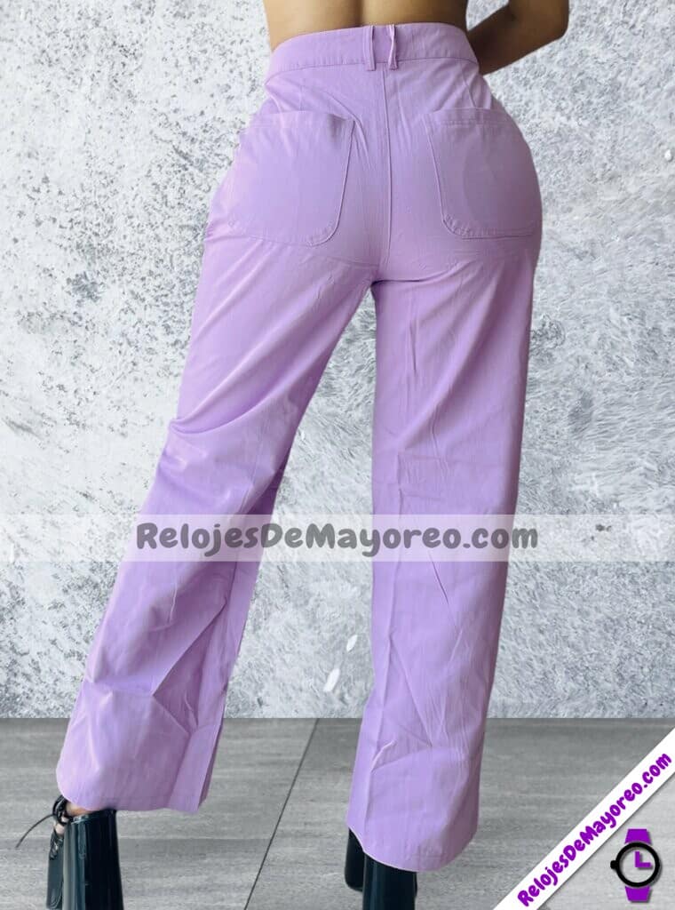 C1205 Pantalon Lila De Pierna Ancha Basic Con Bolsas Proveedor De Ropa Mayoreo (2)